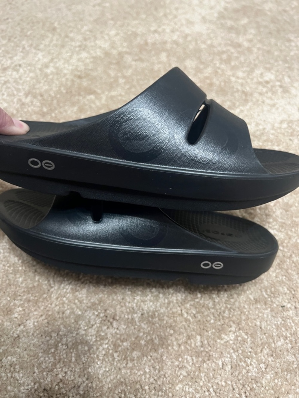 OOFOS Black Slide Sandals with Cushioned Platform - Picture 4 of 7
